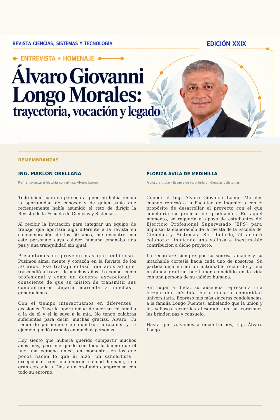 Página 2 de la Revista ECYS XXIX