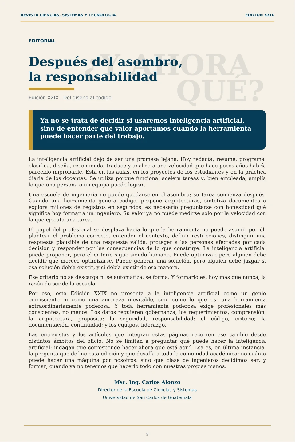 Página 5 de la Revista ECYS XXIX