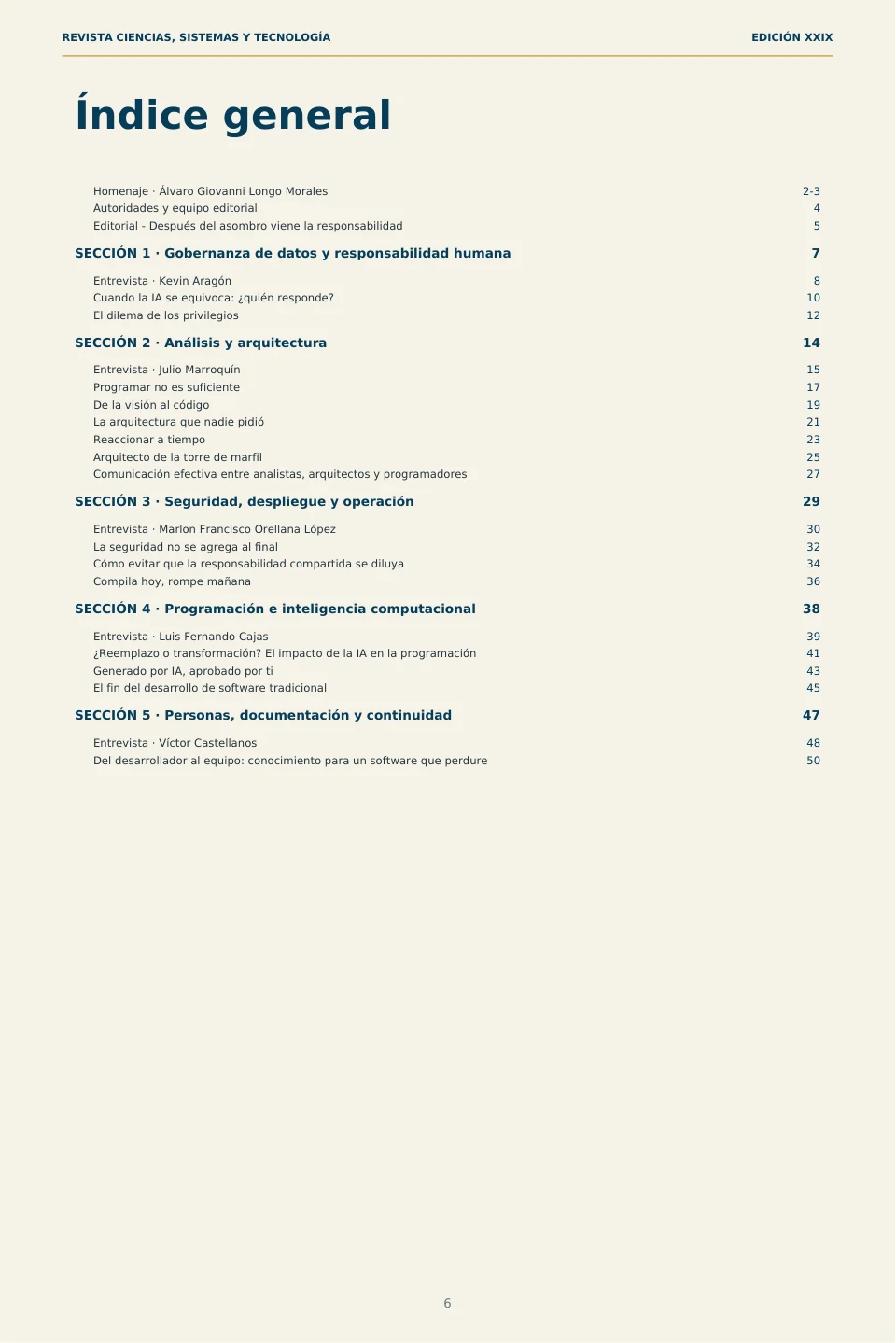 Página 6 de la Revista ECYS XXIX