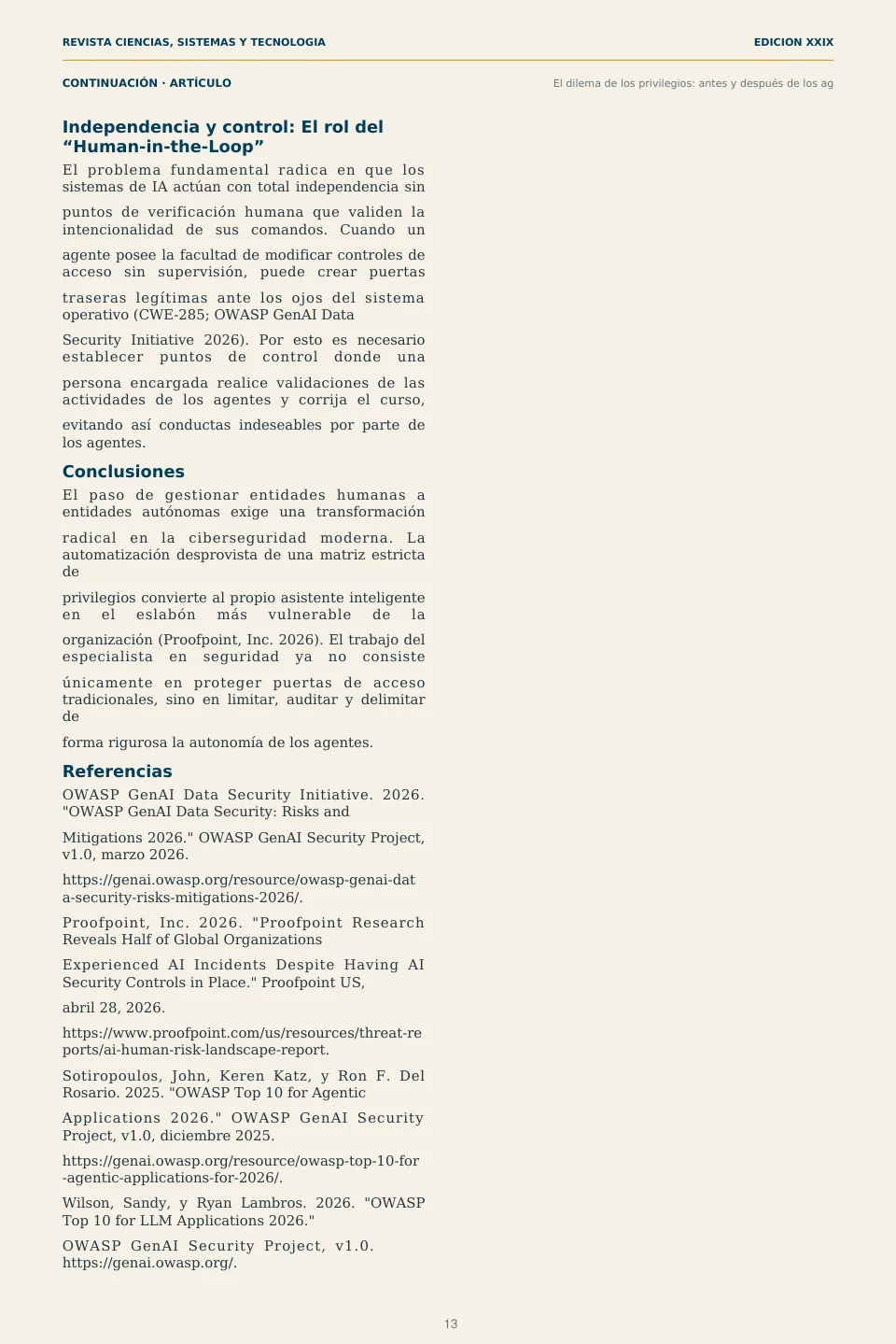 Página 13 de la Revista ECYS XXIX