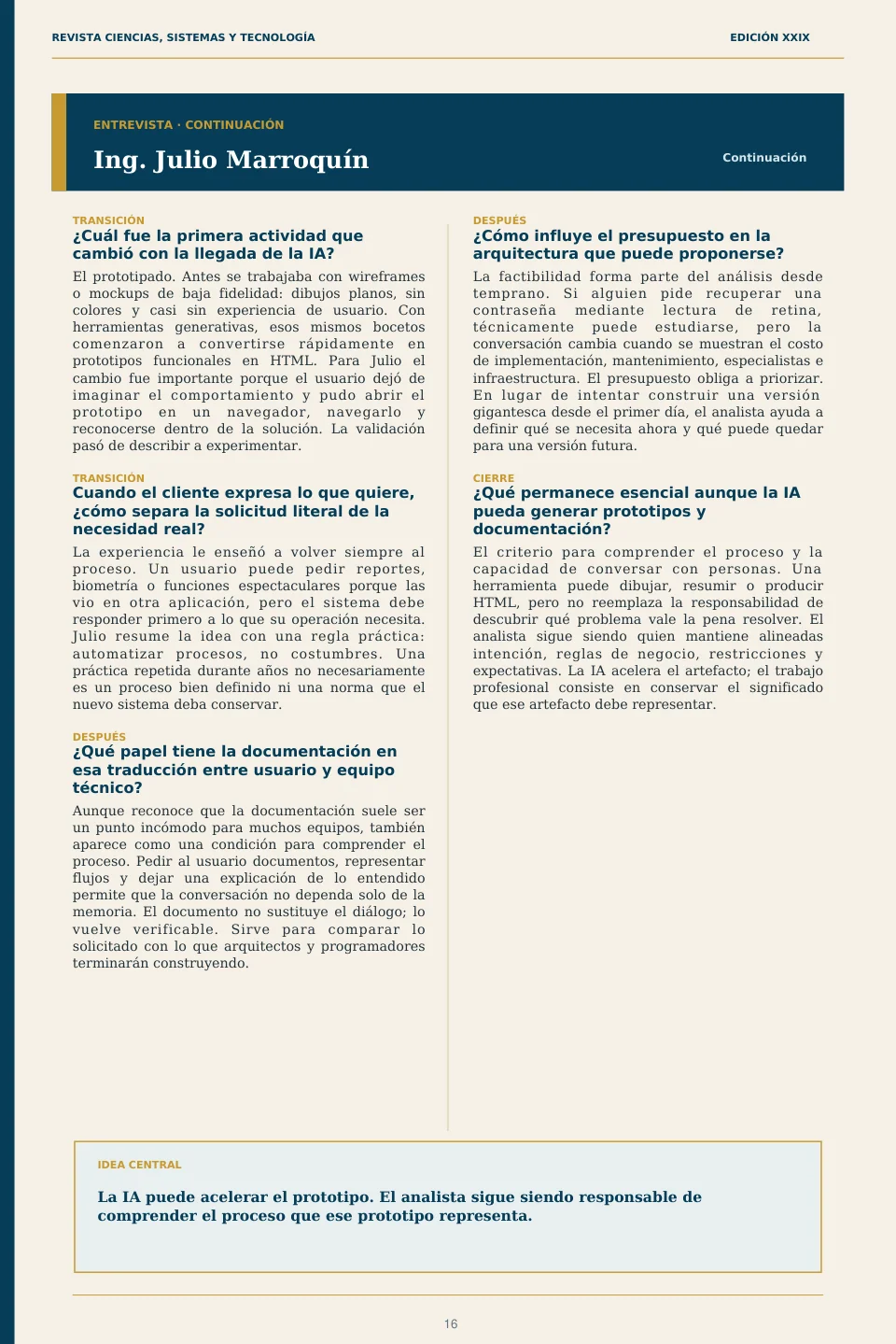 Página 16 de la Revista ECYS XXIX