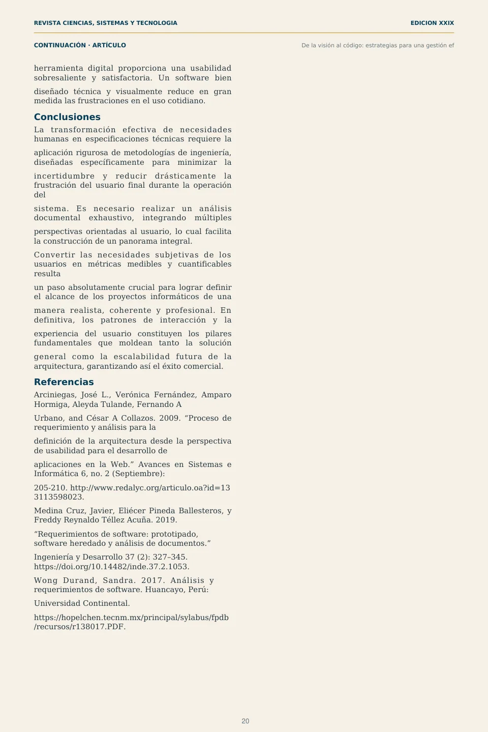 Página 20 de la Revista ECYS XXIX