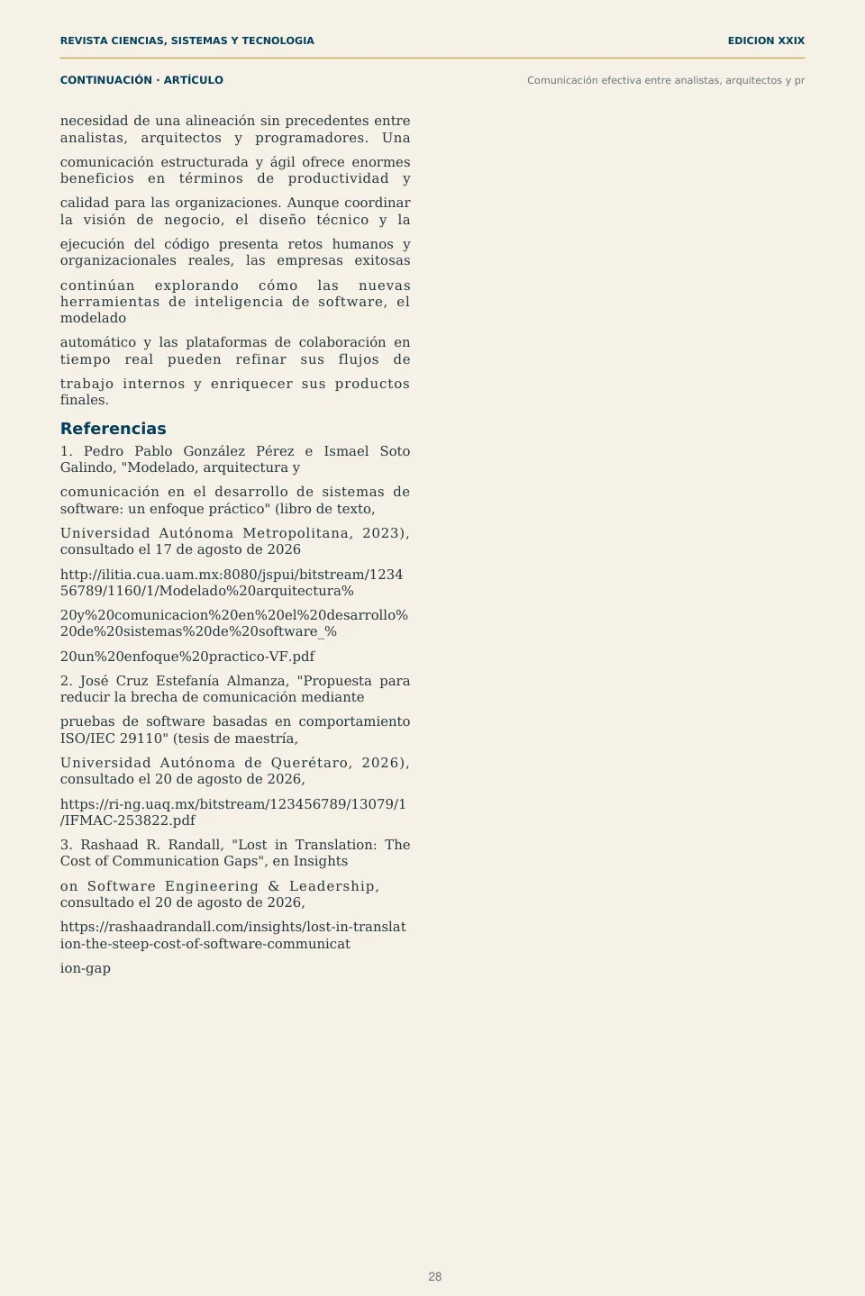 Página 28 de la Revista ECYS XXIX