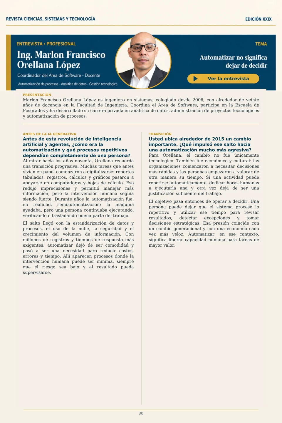 Página 30 de la Revista ECYS XXIX