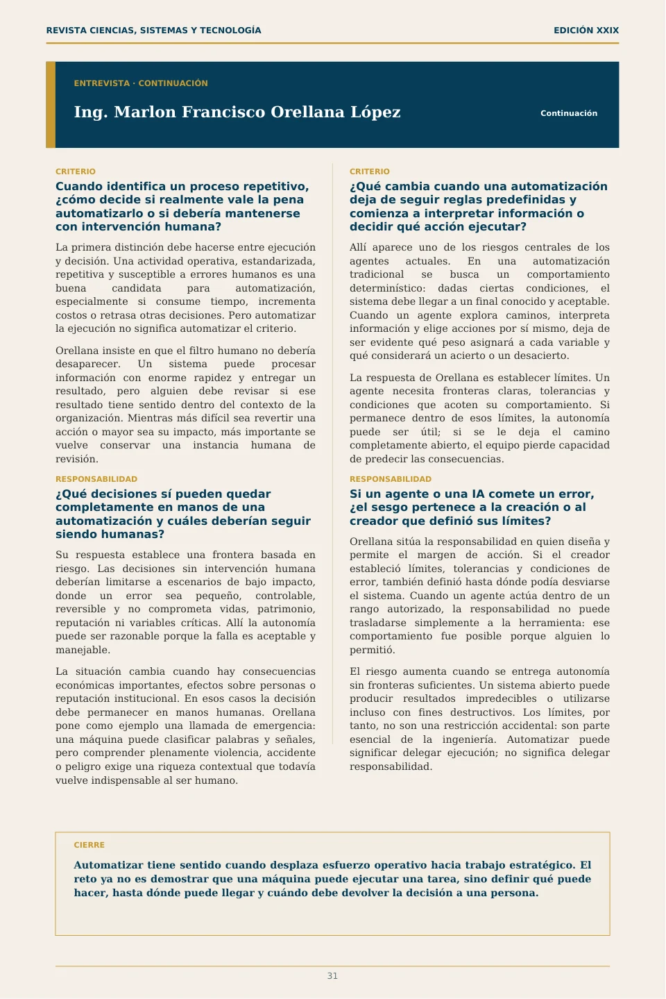 Página 31 de la Revista ECYS XXIX