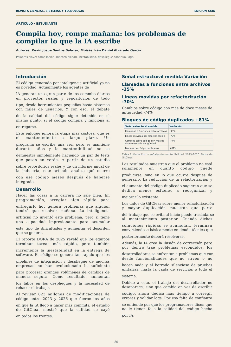 Página 36 de la Revista ECYS XXIX