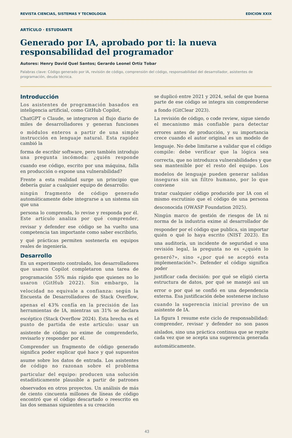 Página 43 de la Revista ECYS XXIX