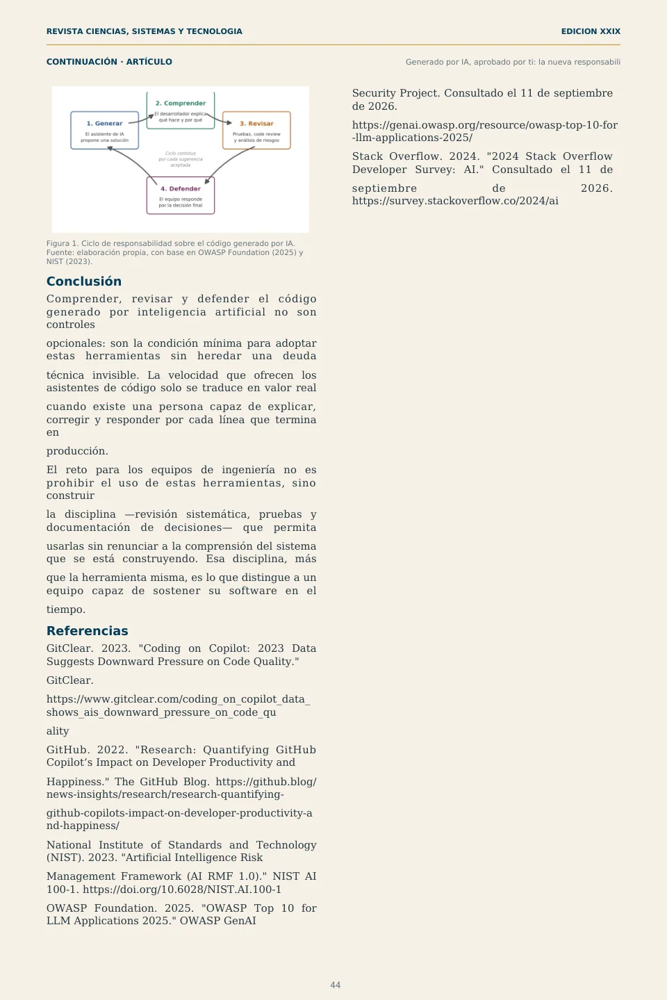 Página 44 de la Revista ECYS XXIX