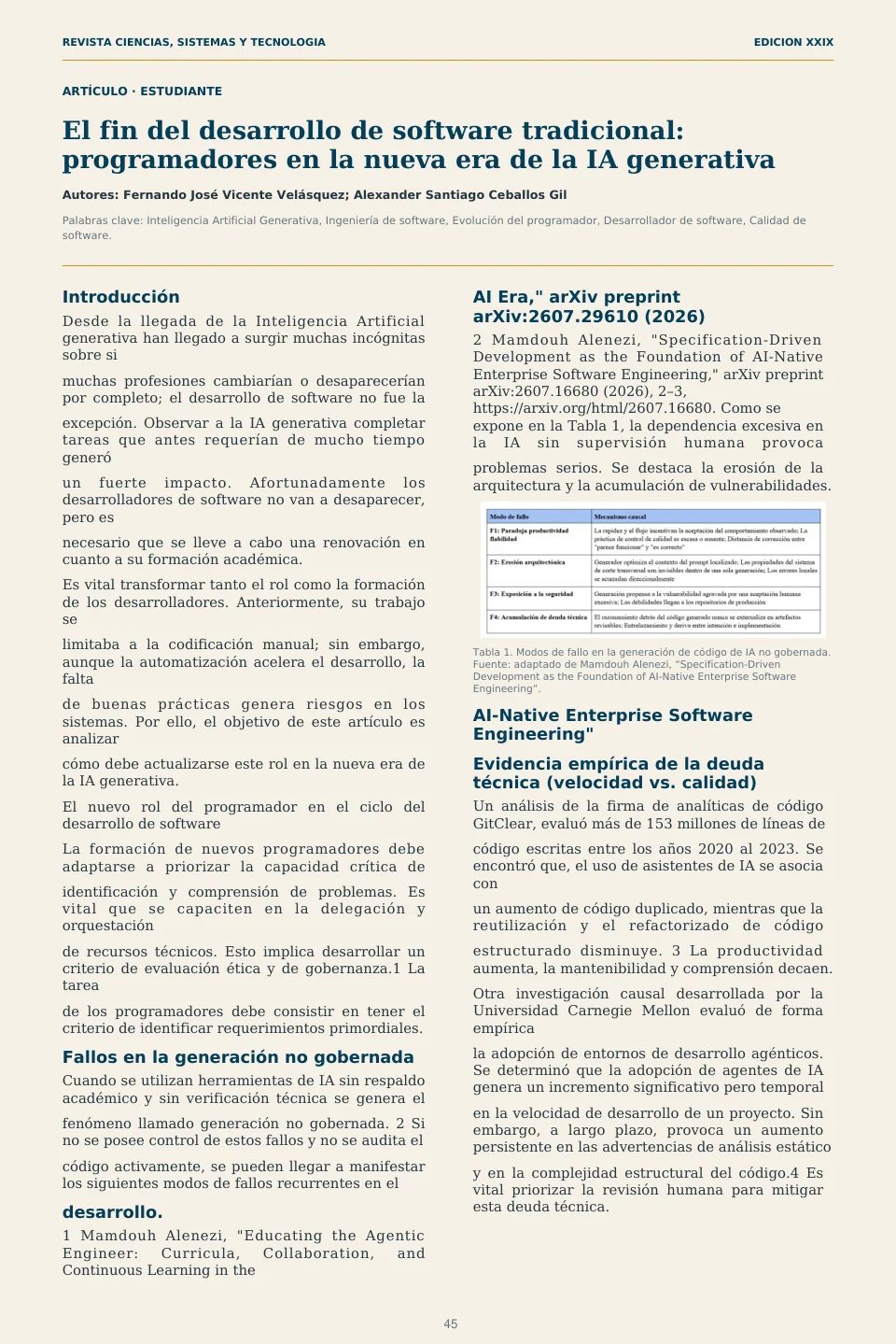 Página 45 de la Revista ECYS XXIX