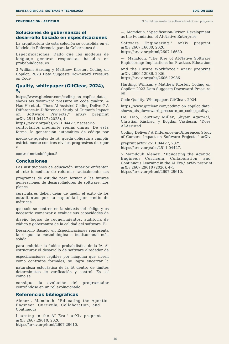 Página 46 de la Revista ECYS XXIX