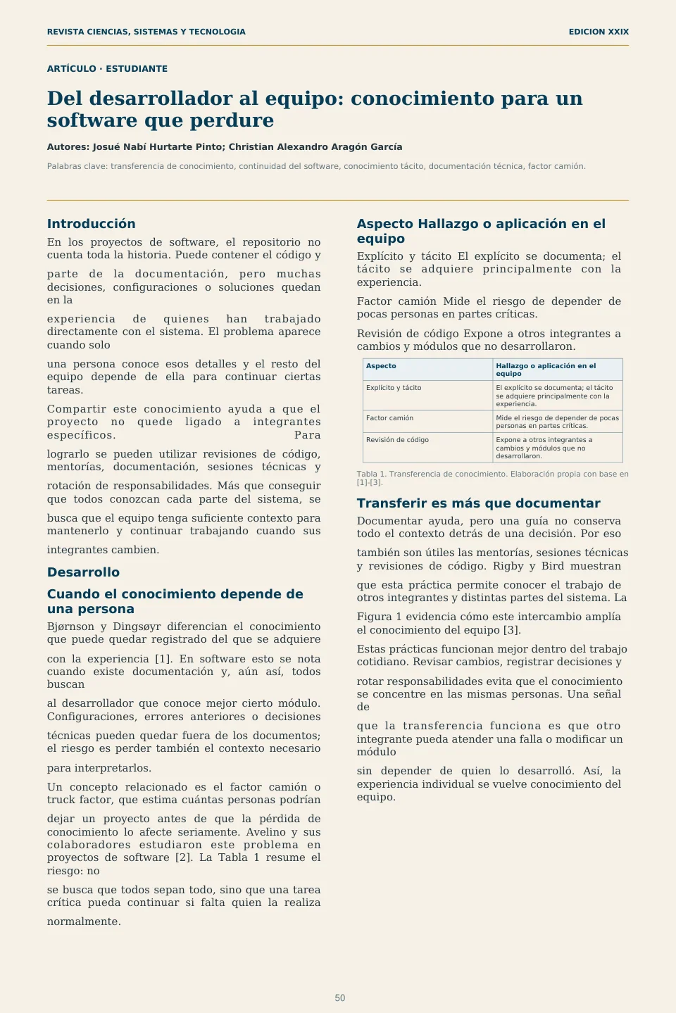 Página 50 de la Revista ECYS XXIX